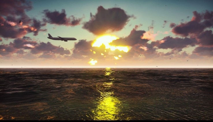 disparitia zborului mh370 – avion deasupra oceanului la apus